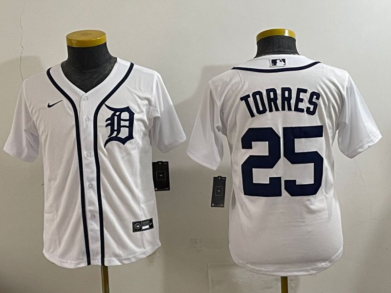 Youth 2025 Detroit Tigers #25 Torres White Game Nike MLB Jersey style 4